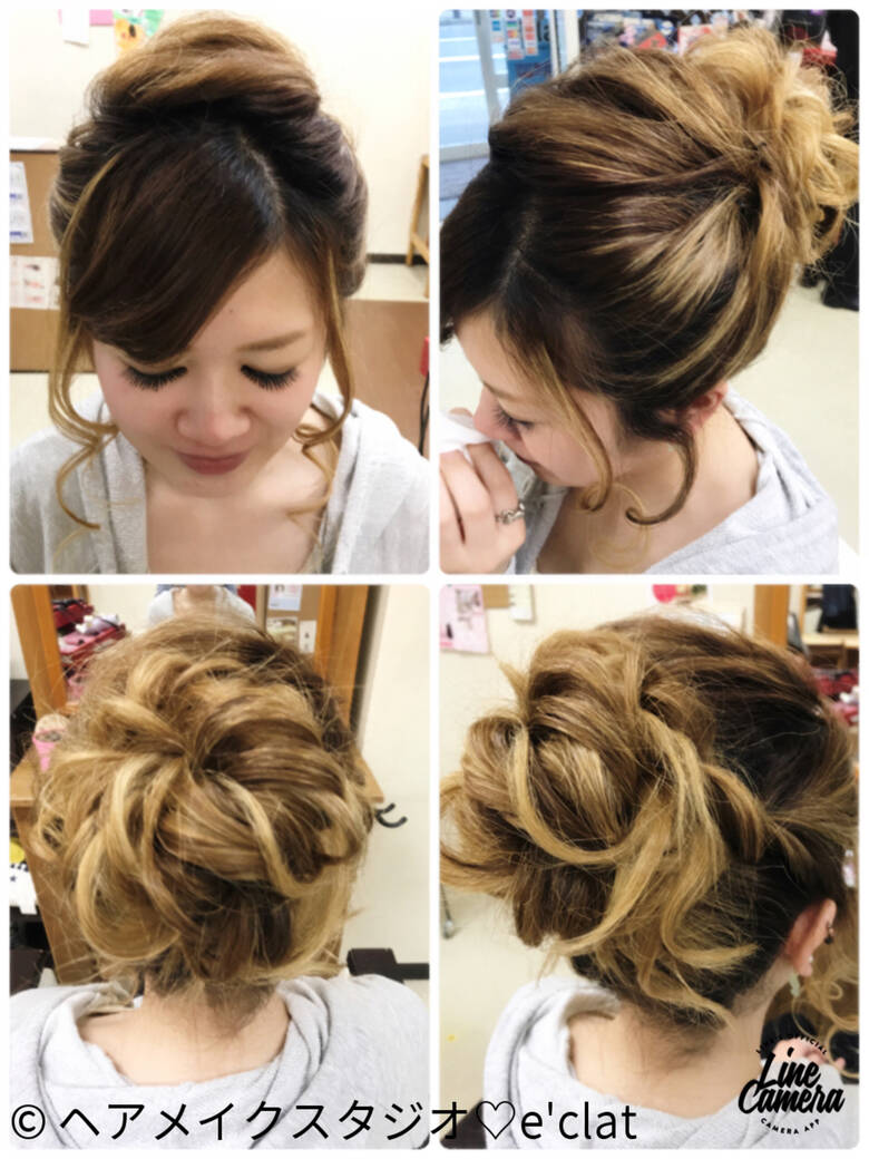 アウトドア アップスタイル ガーリー ミディアム ヘアメイクスタジオ E Clat ヘアメイクスタジオ E Clat Hair