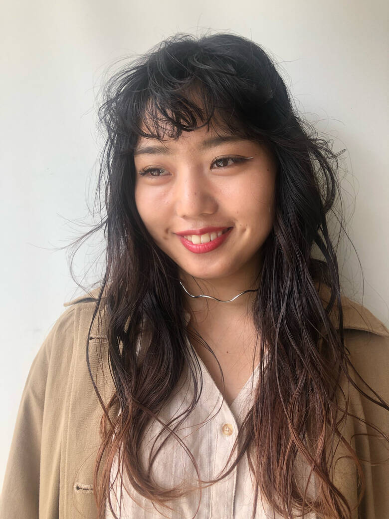 ゆるウェーブ ナチュラル 前髪パーマ ロング Moriofrom London 原宿本店 宮本美花 Hair