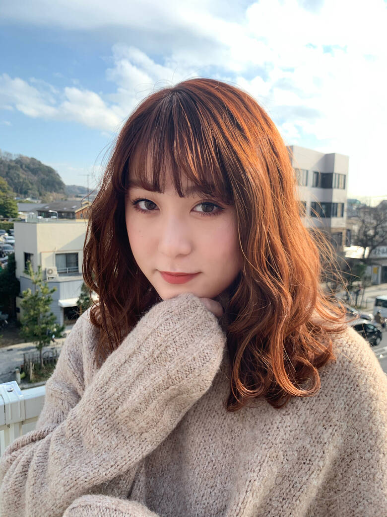 大人可愛い フェミニン オレンジブラウン セミロング Beautrium鎌倉小町店 川村勇貴 Hair