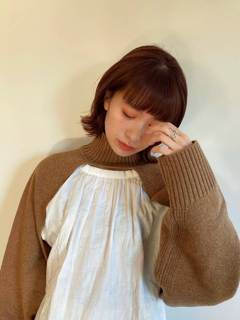 伸ばしかけ ロブ オレンジブラウン ボブ Gigi 表参道 Gigi 鹿間真悠子 Hair 伸ばしかけ ロブ オレンジブラウン ボブ Gigi 表参道 Gigi 鹿間真悠子 Hair