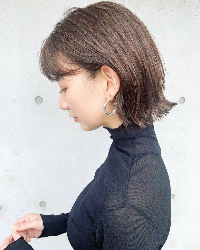 ミニボブ ナチュラル ショートヘア 切りっぱなしボブ Ain 前髪 後れ毛 顔周りこだわり 北野愛 Hair