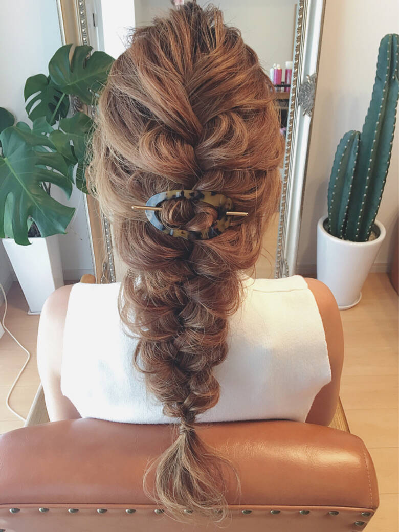 編み込み ヘアアレンジ ロング 結婚式 Hair Make Laule A Aoi Hair