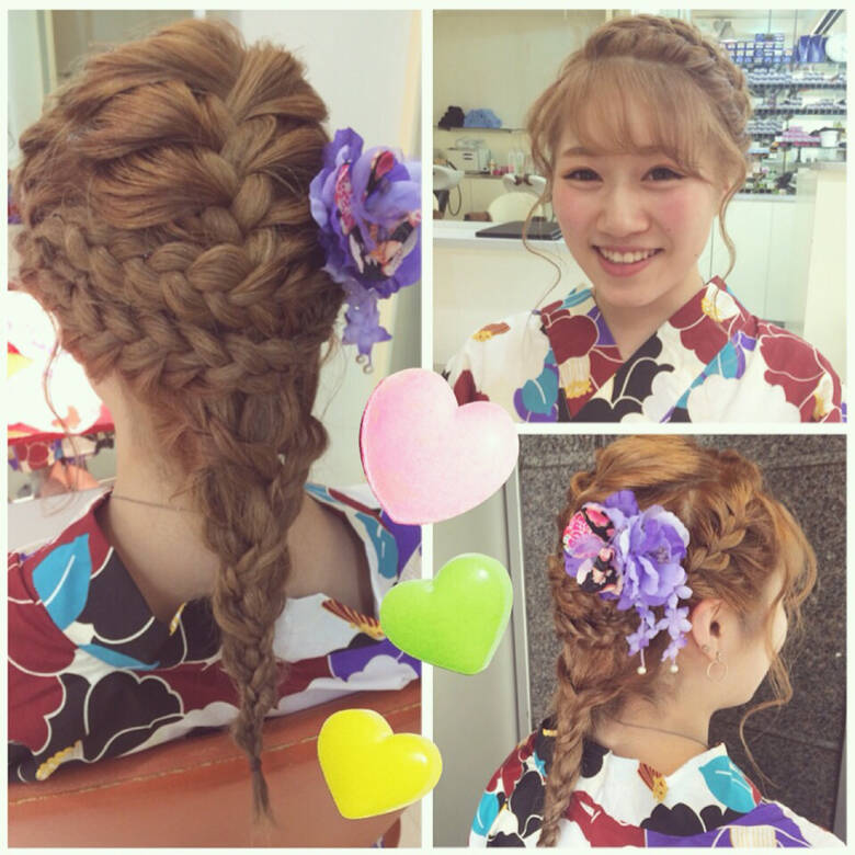 和装 セミロング 編み込み お祭り Les Garcons 藤野美咲 62 Hair 和装 セミロング 編み込み お祭り Les Garcons 藤野美咲 62 Hair