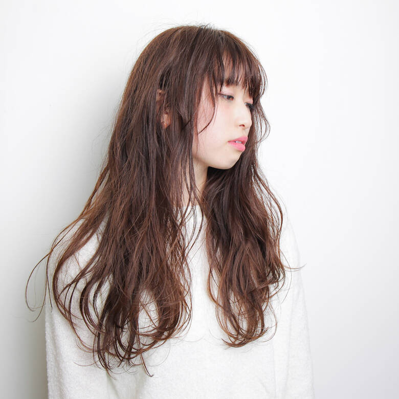 ロング パーマ 暗髪 前髪あり Bico札幌駅前店 渡辺 勇太 Hair