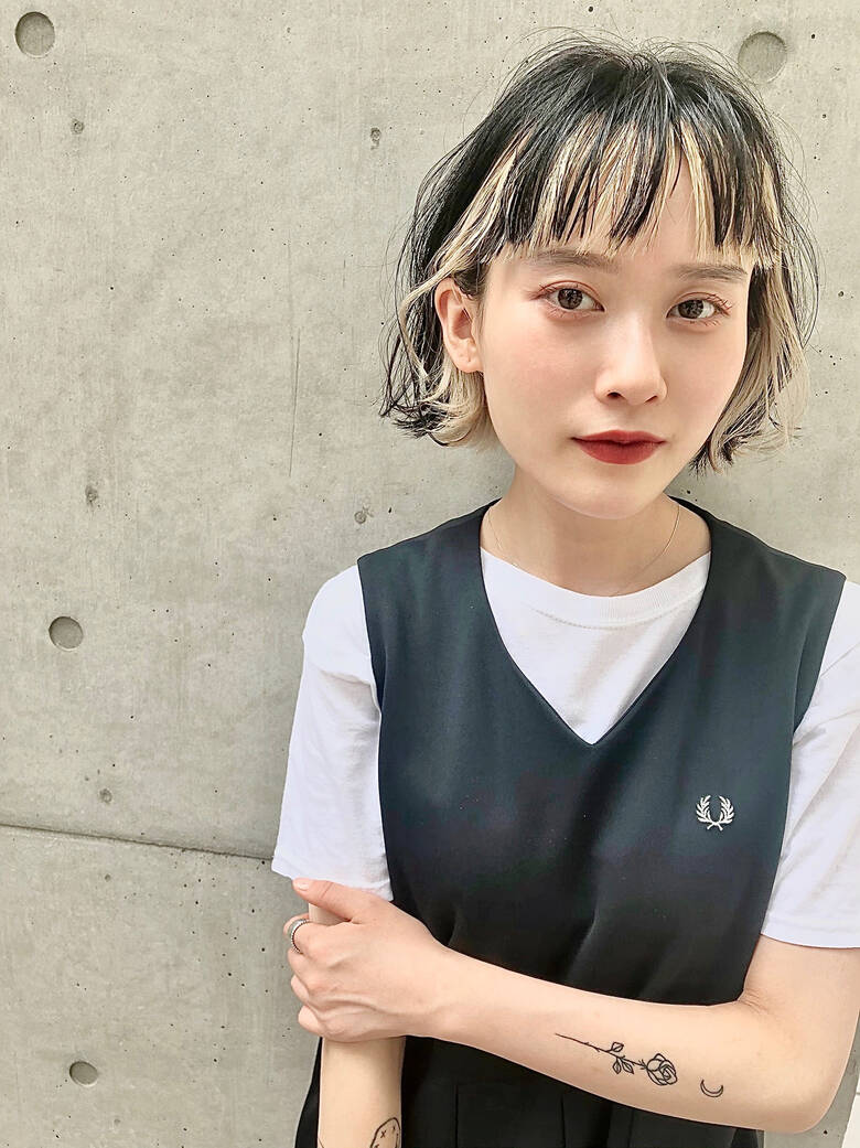 インナーカラー ショートボブ モード ボブ Ibrel自由が丘店 佐々木恵 Hair