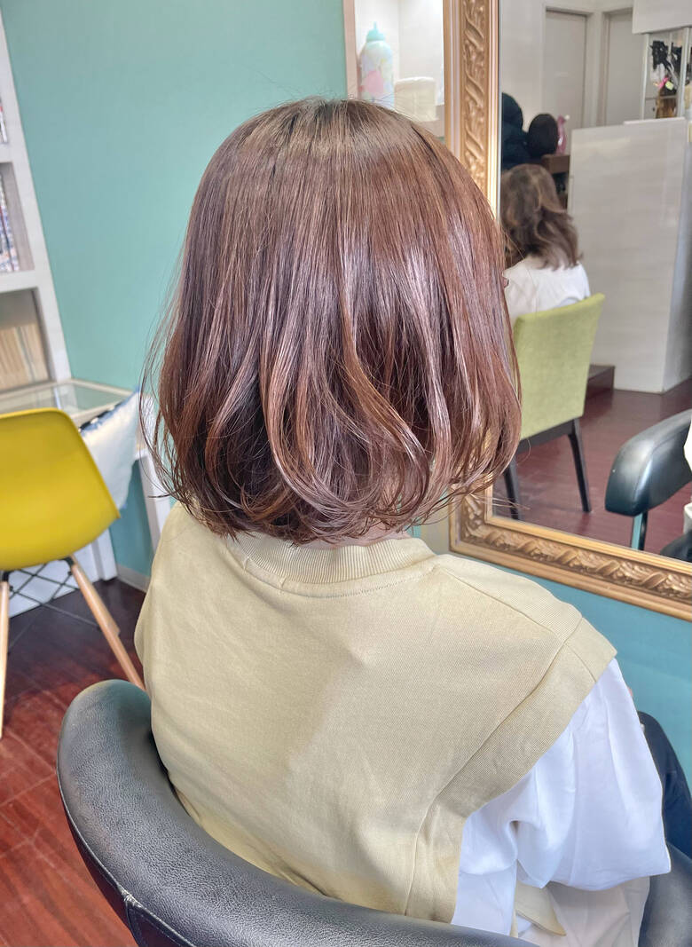 ボブ ナチュラル ピンクベージュ モカブラウン Hair Make Uーyu 辻村潤哉 Hair