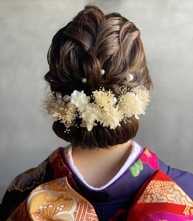 ドライフラワー インナーカラー 成人式ヘアメイク着付け 結婚式ヘアアレンジ フリーランス 吉田じゅんこ Hair ドライフラワー インナーカラー 成人式ヘアメイク着付け 結婚式ヘアアレンジ フリーランス 吉田じゅんこ Hair