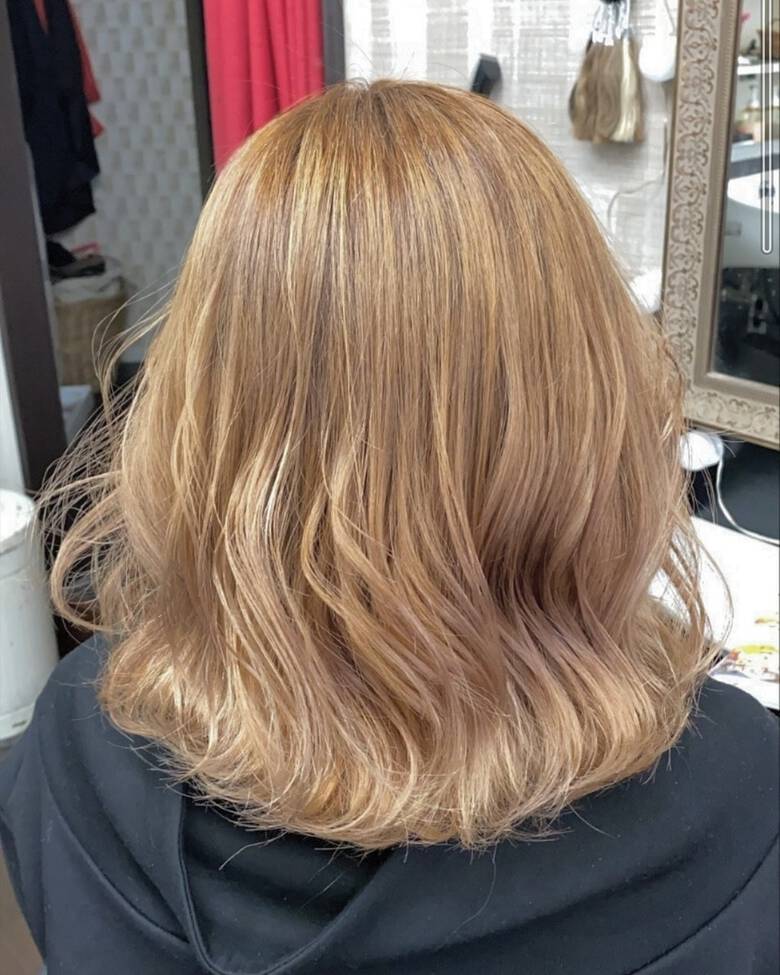 ミディアム ガーリー 金髪 リンクス美容室 Rumilinks美容室 Hair