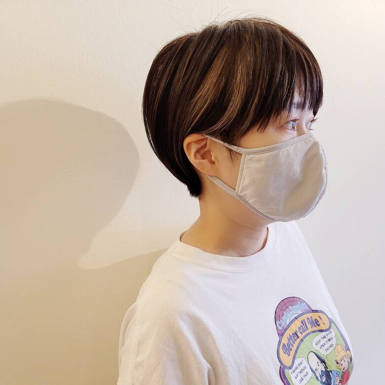 小顔ショート デザインカラー ハイライト ナチュラル Avant Naoko Miura 大阪 心斎橋 Avant 6652 Hair