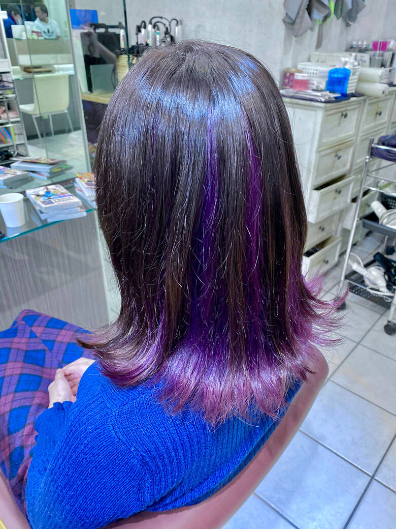 インナーカラーパープル ヴァイオレット モード ブリーチカラー Rydia M Kobayashi Hair