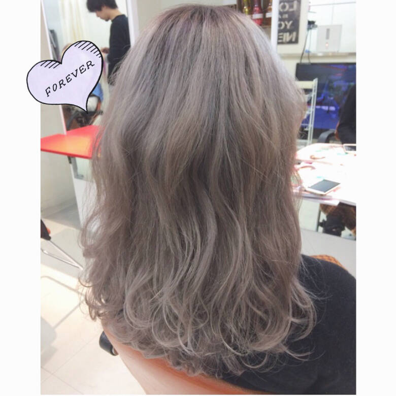 セミロング モード ハイトーン ホワイト Les Garcons 藤野美咲 Hair