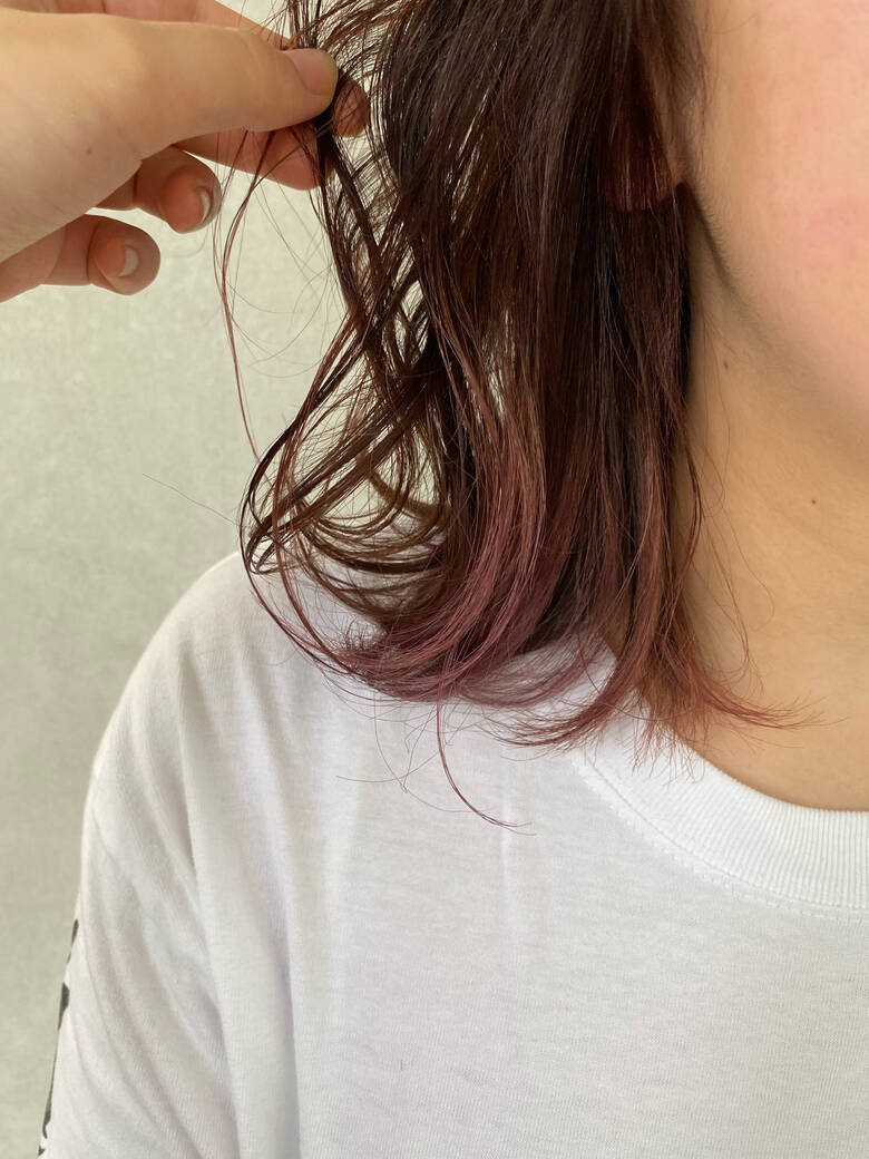 切りっぱなしボブ イヤリングカラー ガーリー ラベンダーピンク Plug By Neolive M I O Hair