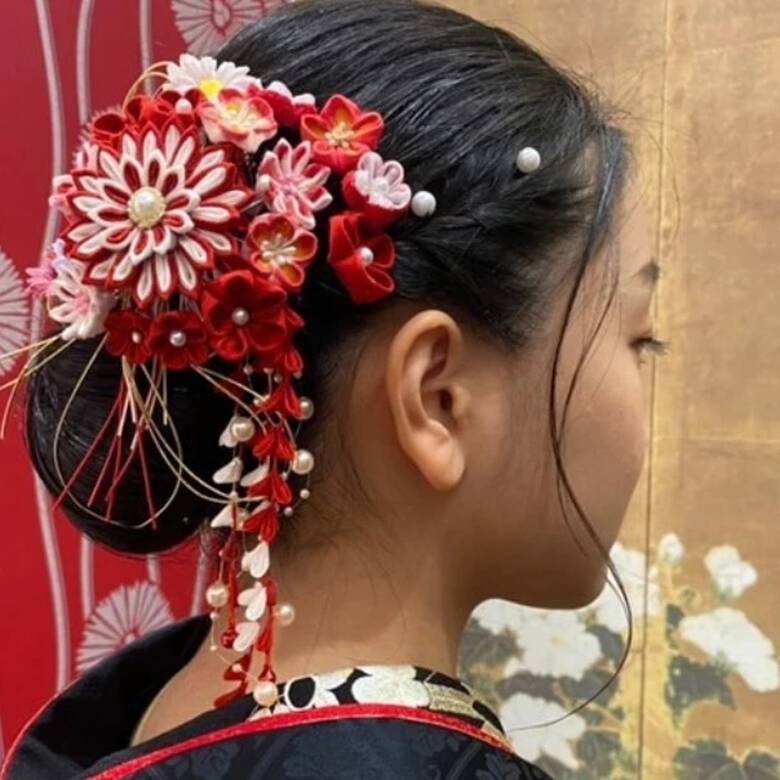 ミディアム ヘアアレンジ 成人式ヘアメイク着付け ヘアセット リンクス美容室 Rumilinks美容室 Hair