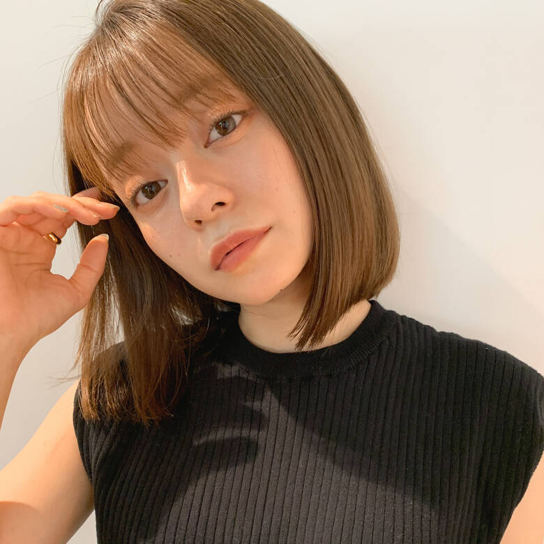 ナチュラル ミルクティーベージュ ボブ 透明感カラー Kyli 塚本 夏帆 Hair