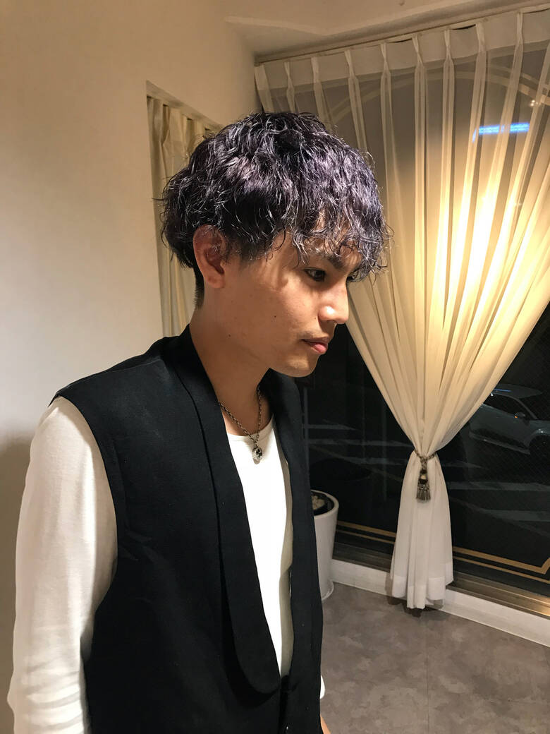 ショート メンズカラー パープルカラー メンズ Atelier Bebe アトリエ べべ 本田 大地 Hair