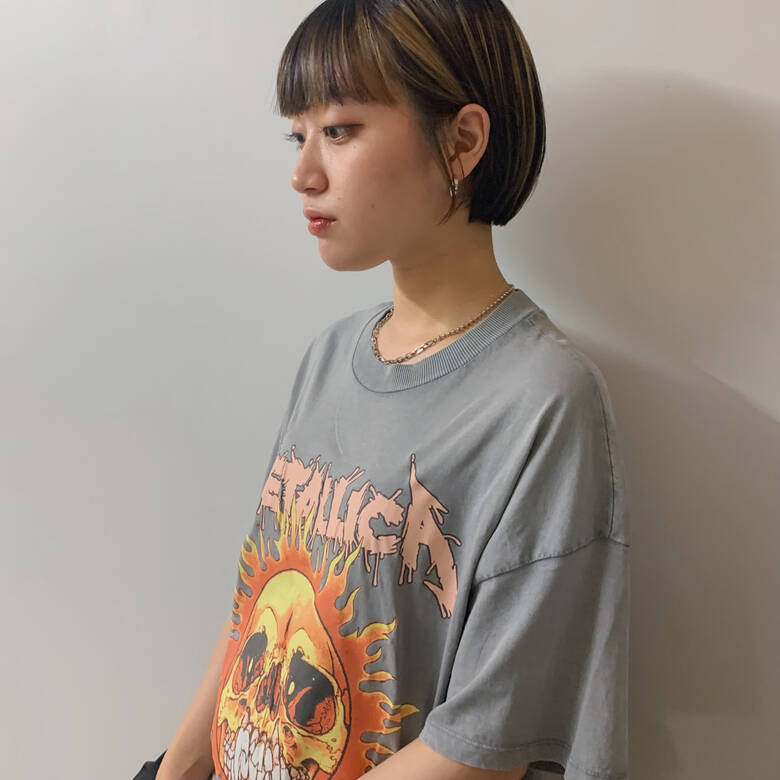 インナーカラー ショートボブ フェス ブリーチカラー Kiit Waka Hair