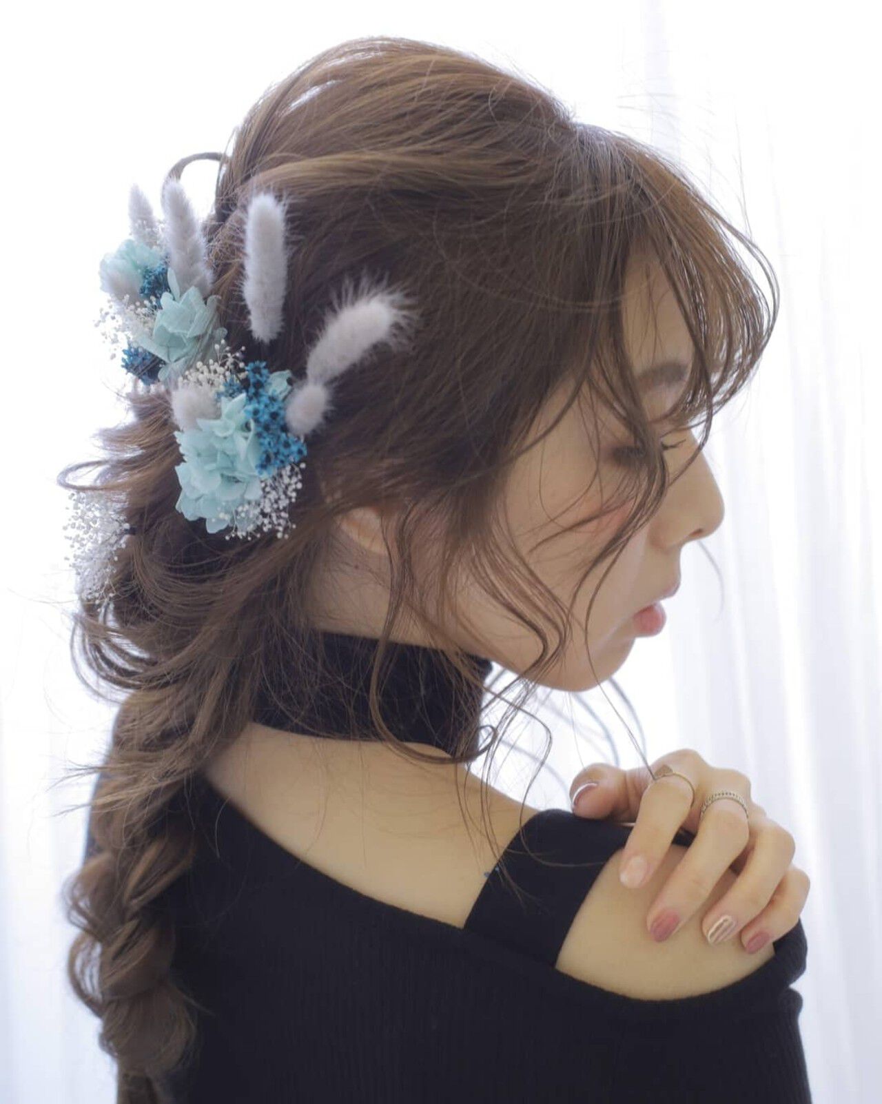 花嫁 髪型 編みおろし