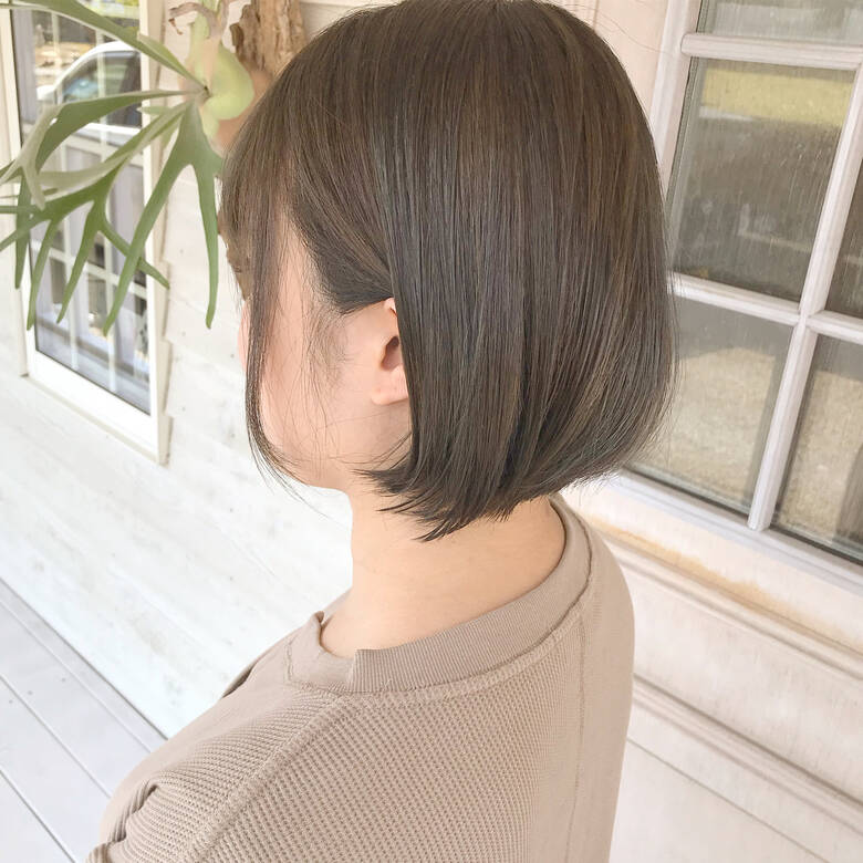 オリーブカラー オリーブベージュ ボブ ナチュラル Hairworkszeal Momoko Hair