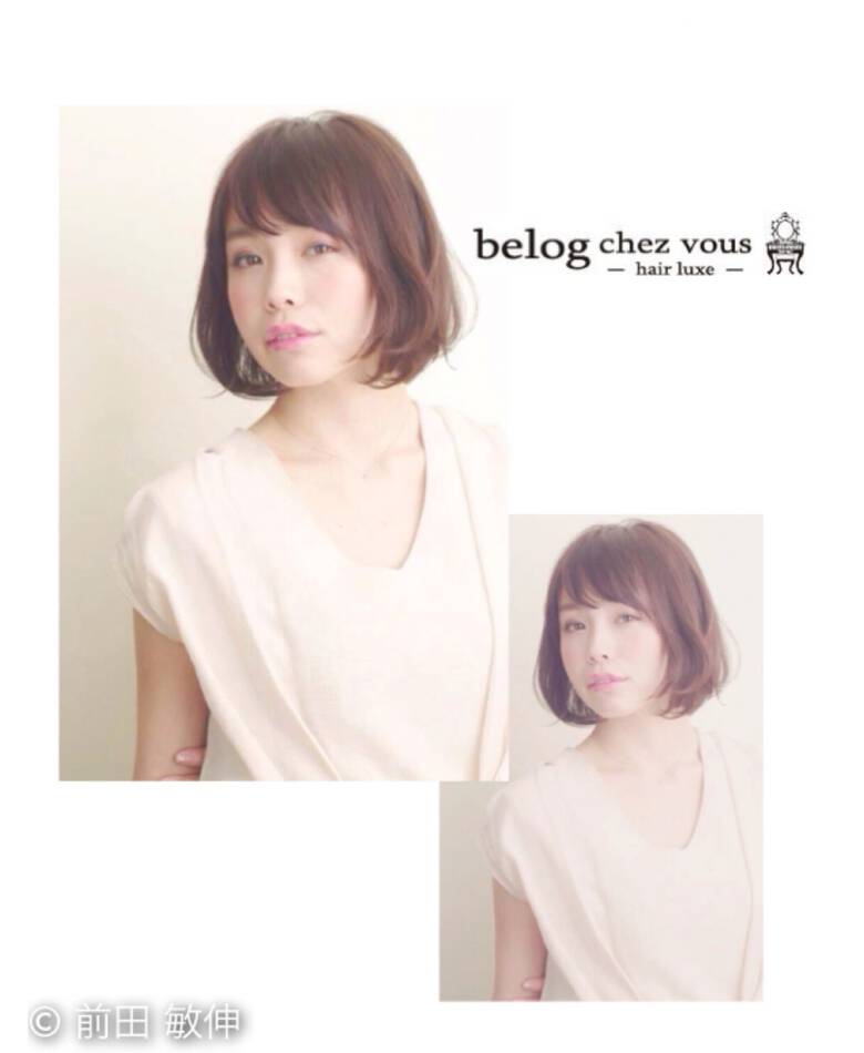 大人かわいい ショートボブ フェミニン ナチュラル Belog Chez Vous 前田 敏伸 Hair
