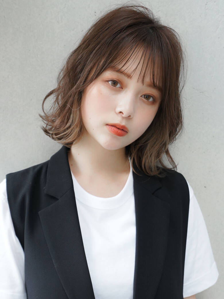 ミディアム シースルーバング くびれボブ フェミニン Agnos青山 田中 誠二 Agnos青山 6312 Hair ミディアム シースルーバング くびれボブ フェミニン Agnos青山 田中 誠二 Agnos青山 6312 Hair