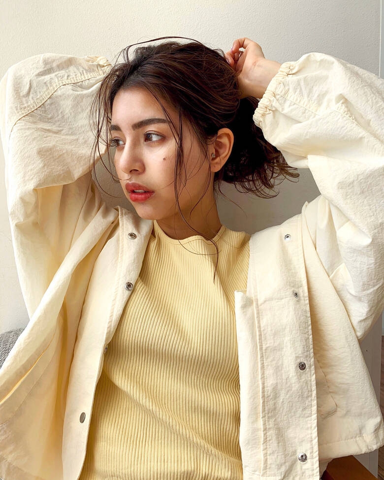 斜め前髪 ミディアム 前髪あり 前髪アレンジ K Twoあべのキューズモール 和泉 地咲 Hair