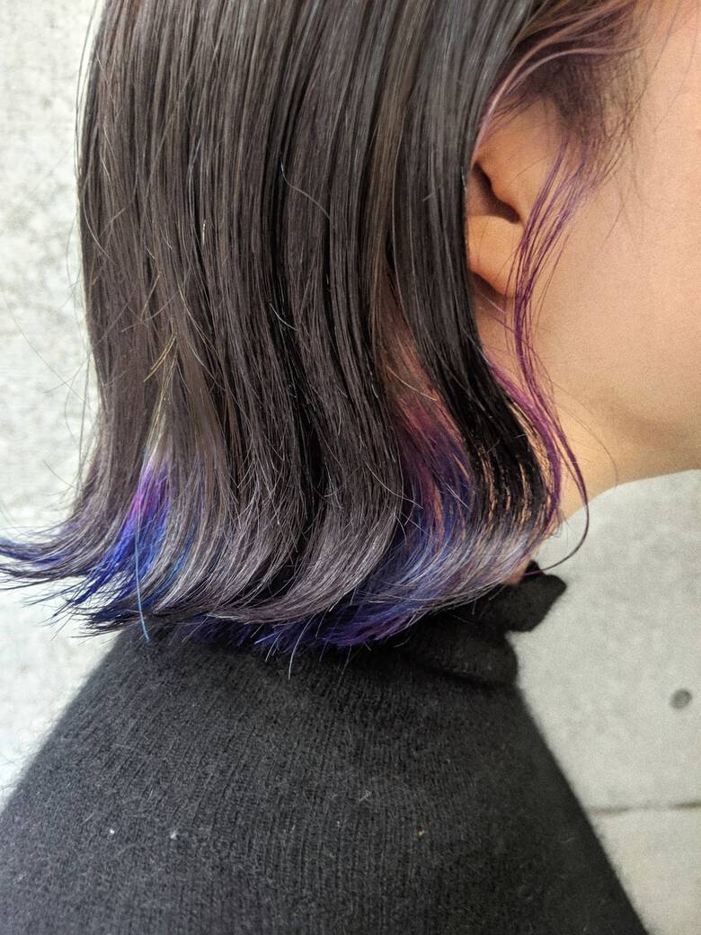 インナーカラーパープル インナーカラーホワイト ナチュラル インナーブルー Mowen Hifumi Hair インナーカラーパープル インナーカラーホワイト ナチュラル インナーブルー Mowen Hifumi Hair