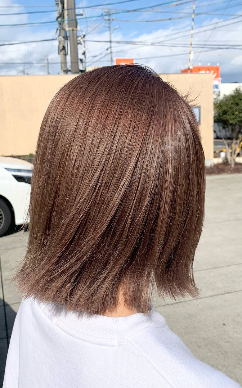 切りっぱなしボブ ナチュラル ミルクティーブラウン ミルクティーベージュ ボブインターナショナル 仲順一 Hair