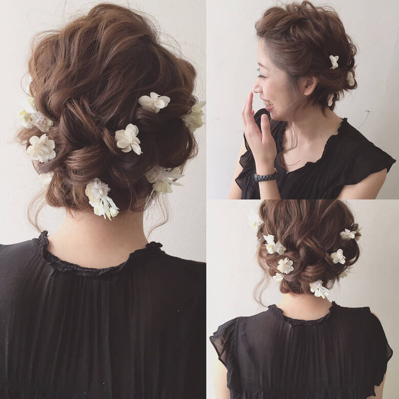 夏 簡単ヘアアレンジ 結婚式 ショート Bottoms Kaneko Mayumi 1947 Hair