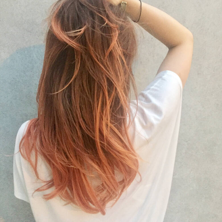 セミロング オレンジ オレンジベージュ グラデーションカラー Free Lance Emi Yuhei Hair セミロング オレンジ オレンジベージュ グラデーションカラー Free Lance Emi Yuhei Hair