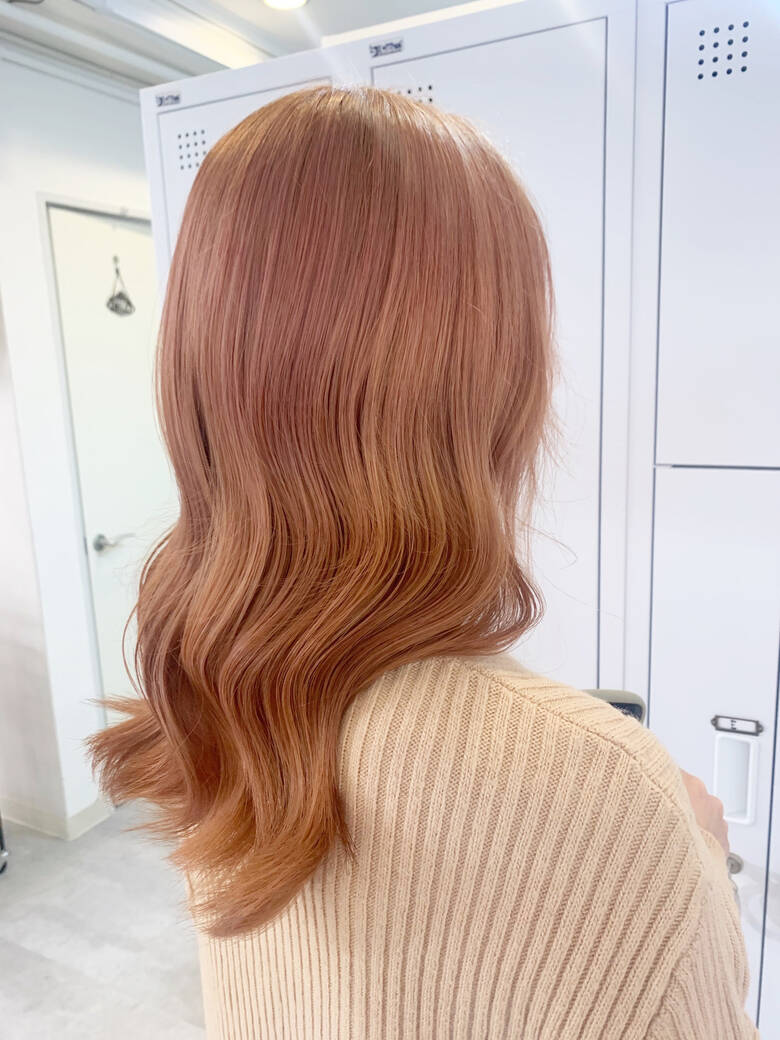 オレンジベージュ オレンジブラウン セミロング ピンクベージュ Luis 難波 深見 拓 ショート ボブ Hair