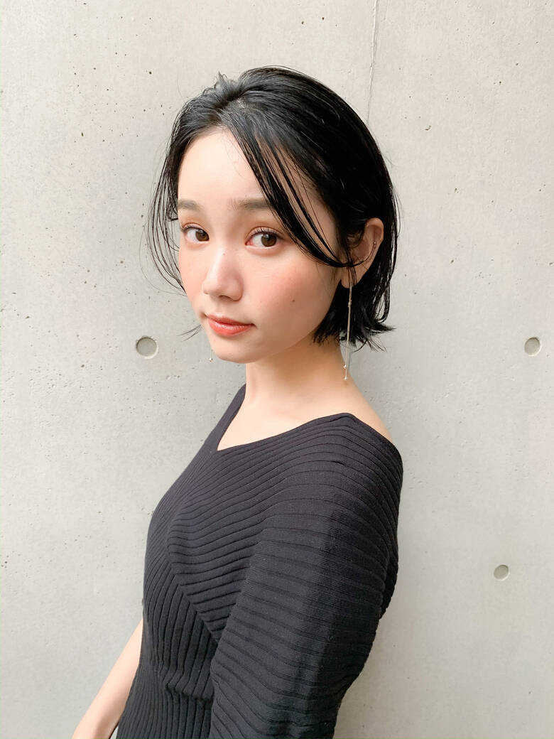 切りっぱなしボブ ボブ 大人ショート 暗髪 Ain 前髪 後れ毛 顔周りこだわり 北野愛 Hair