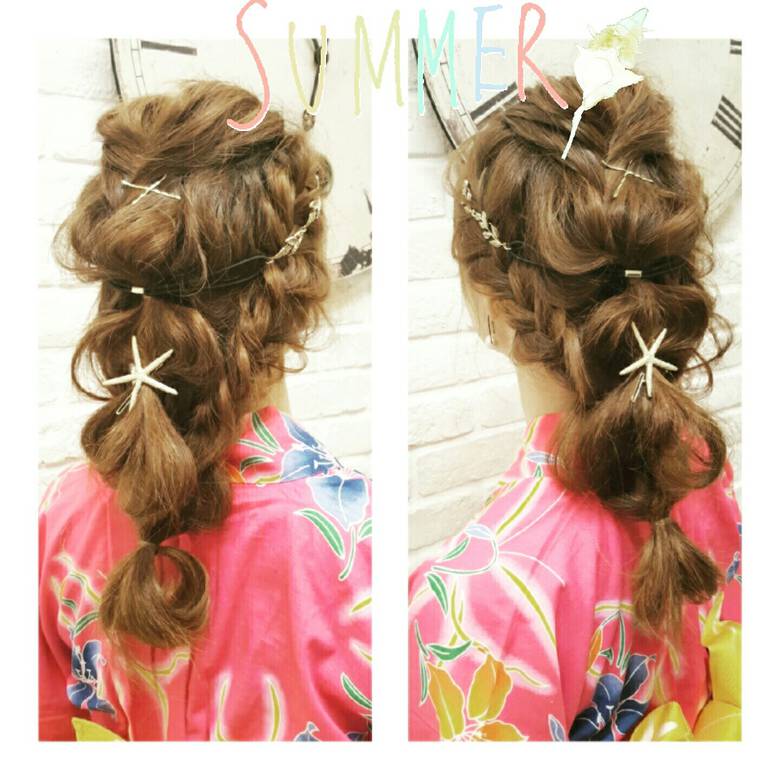 ヘアアレンジ 花火大会 夏 ロング Avant Naoko Miura 大阪 心斎橋 Avant Hair