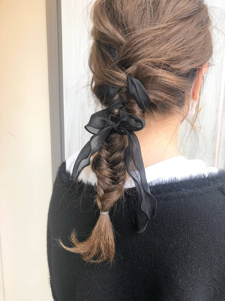 ヘアアレンジ フィッシュボーン ロング リボンアレンジ Kotona 稲見麻利子 Hair