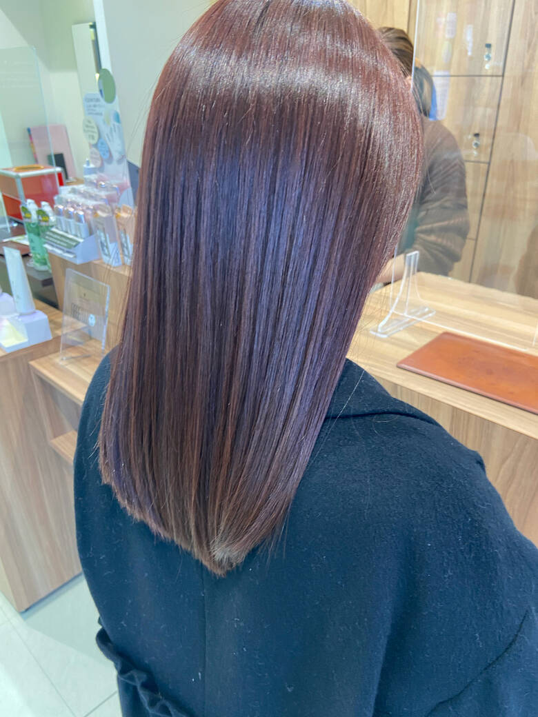 ピンクアッシュ ピンクブラウン ナチュラル セミロング Divadivo Testa 栗木優奈 Hair