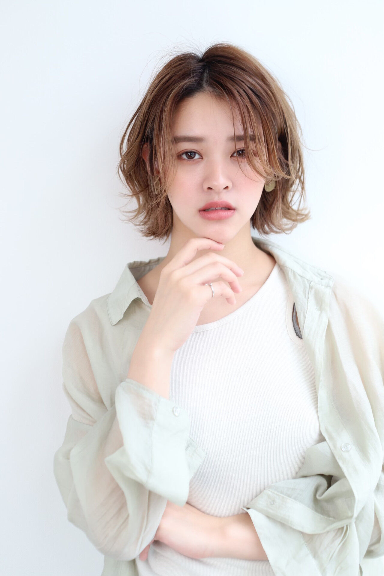 髪型 ボブ センター分け