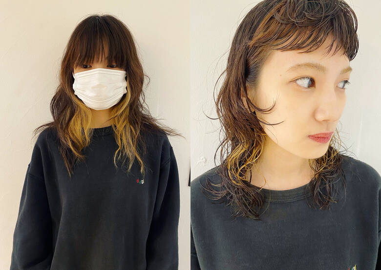 インナーカラー パーマ モード 前髪 Rosso Sante 坂口 拓魅 Hair