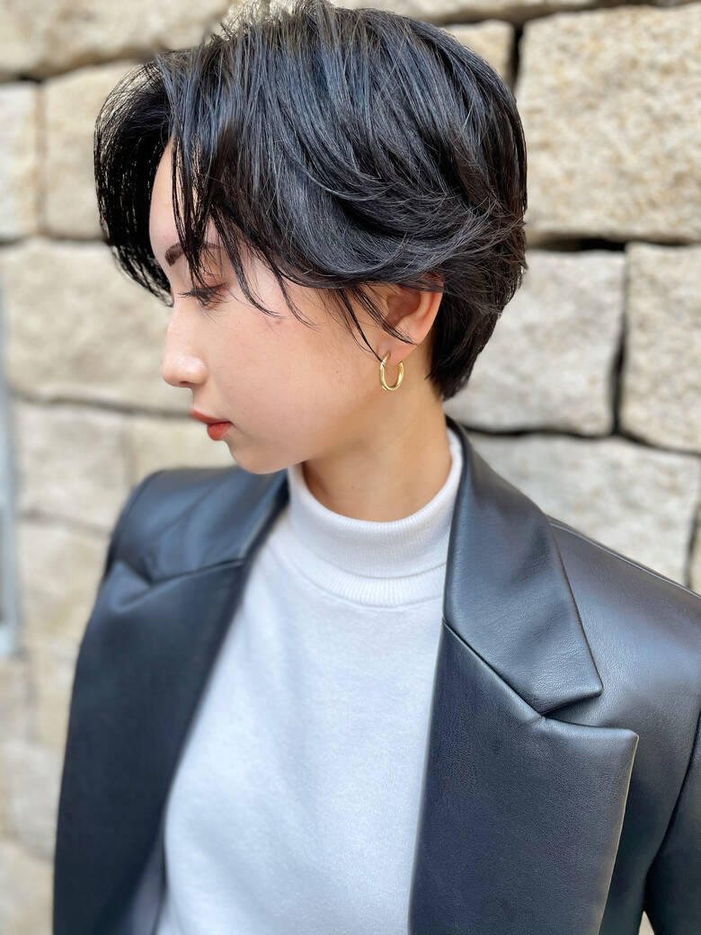 濡れ髪スタイル 黒髪ショート ハンサムショート ナチュラル Nude ツヤマトモハル Hair