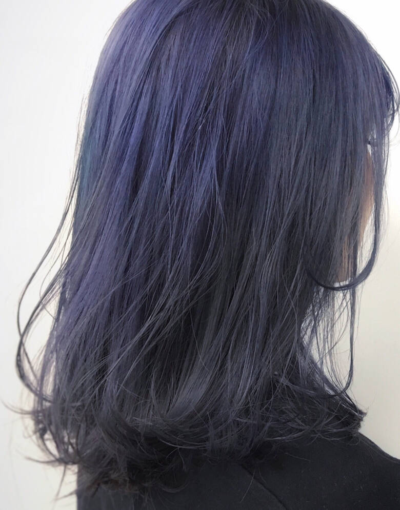 ネイビー ミディアム パープル ブルー Cyndy Color Salon 砂川 航 2974 Hair