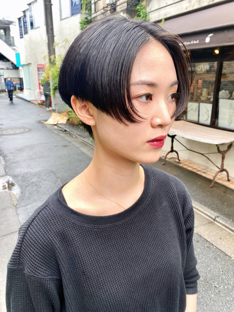 小顔ショート ショートヘア 黒髪ショート ショートボブ Rosso Sante 坂口 拓魅 Hair