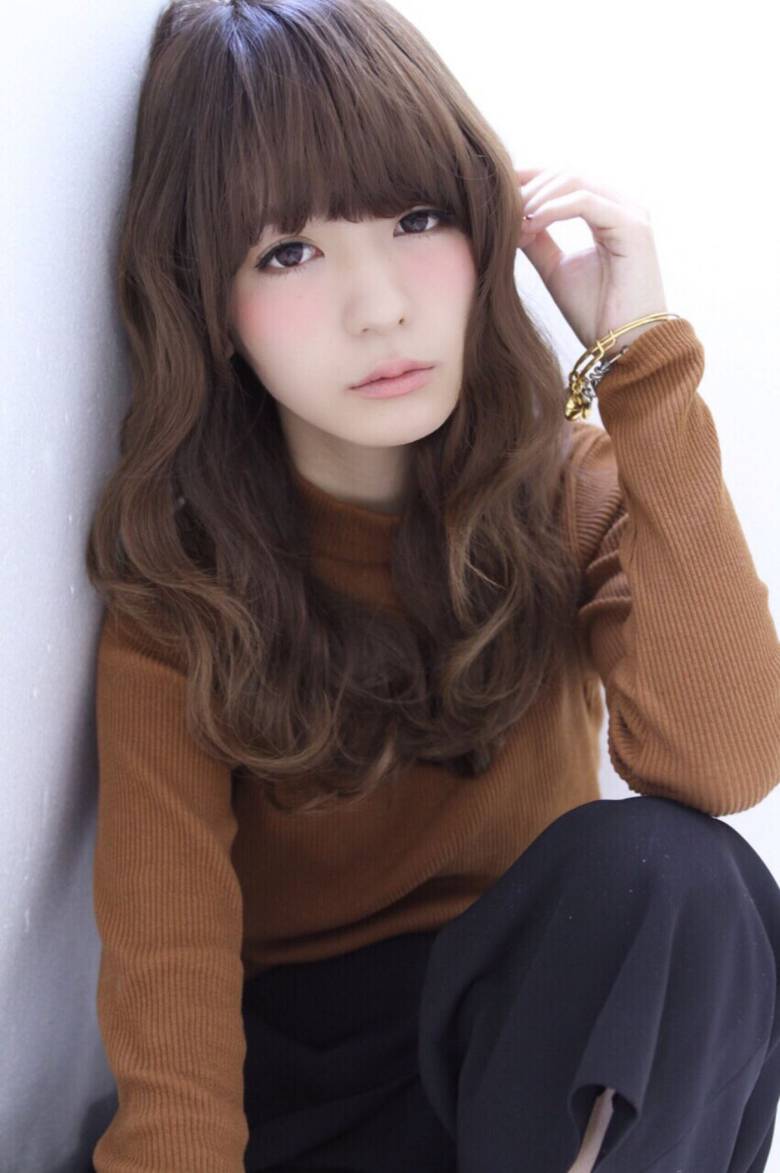 丸顔 ベージュ セミロング 秋 大塚 真理子 Hair