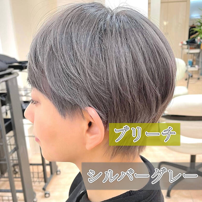 シルバーアッシュ シルバー ショート ブリーチ Fabris 平本 詠一 Hair