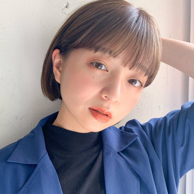 ナチュラルベージュ 切りっぱなしボブ ミルクティーベージュ ミニボブ Kyli 塚本 夏帆 6403 Hair