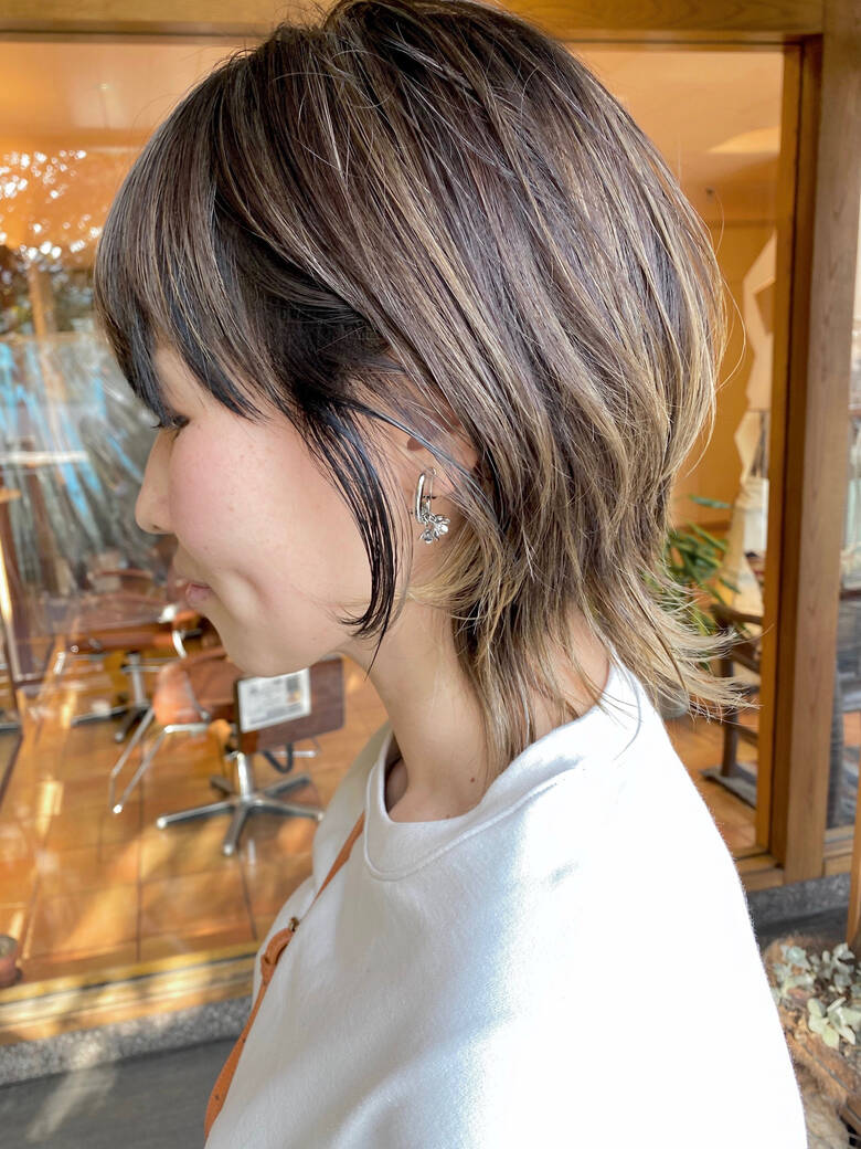 ミディアム ストリート コントラストハイライト マッシュウルフ Morio From London 原宿本店 ハイライト デザインカラー 田川万里江 Hair