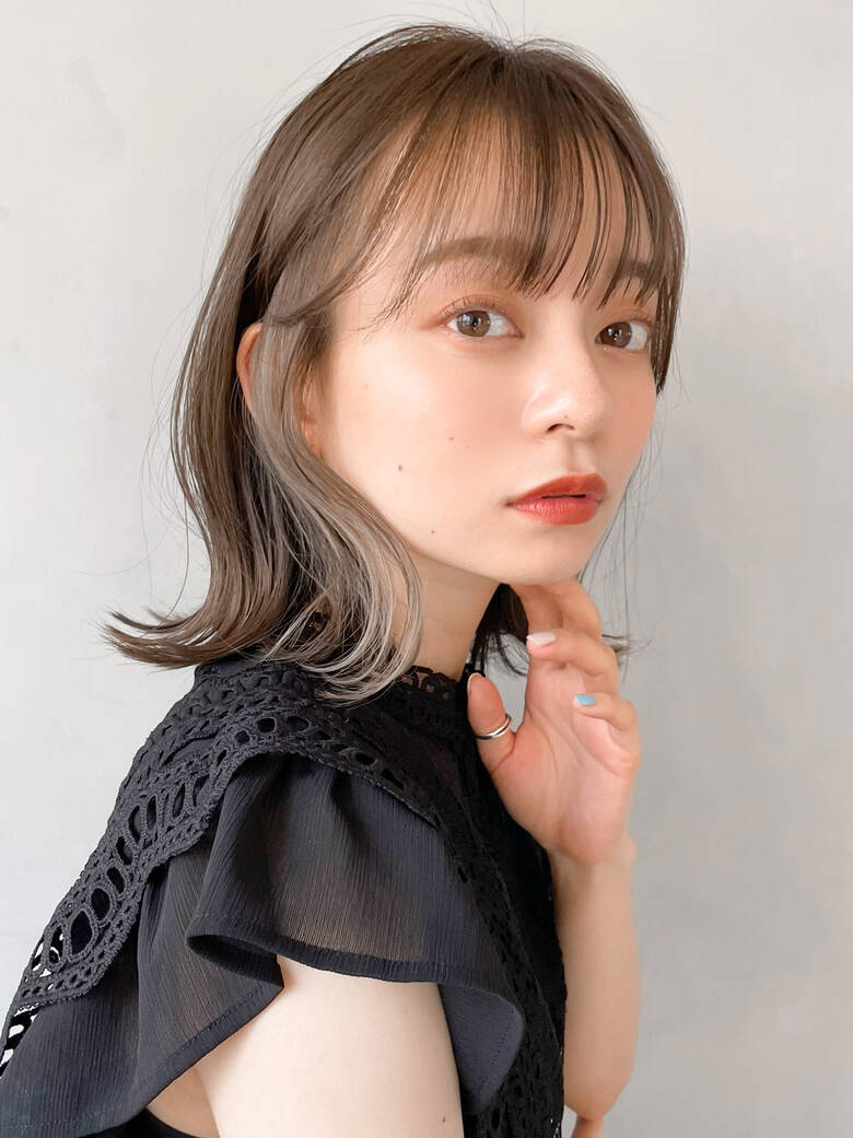 ナチュラル 丸顔 代 ミディアム Kyli 表参道 木村綾香 6599 Hair