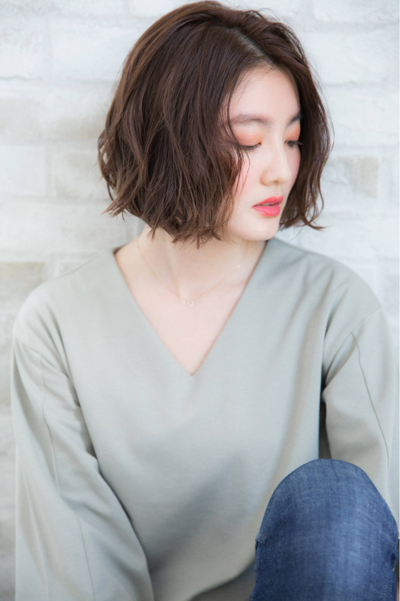 髪型 ボブ センターパート