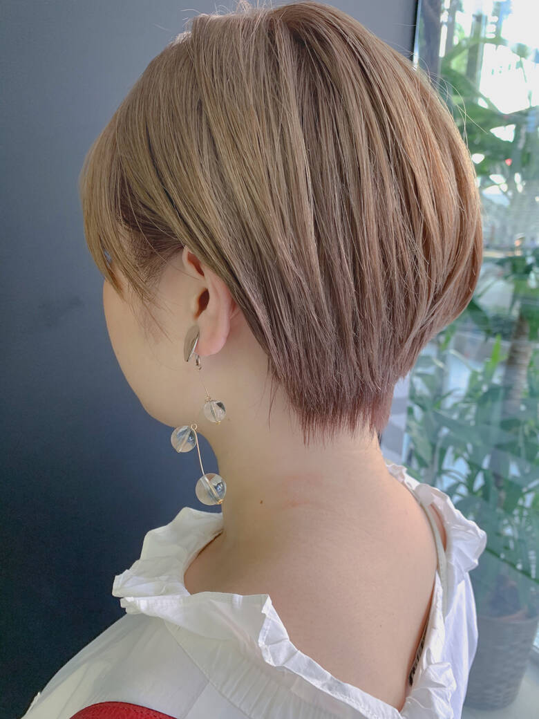 ブロンドカラー ハイトーン ピンクベージュ ショート K Two 心斎橋 平山了一 Hair