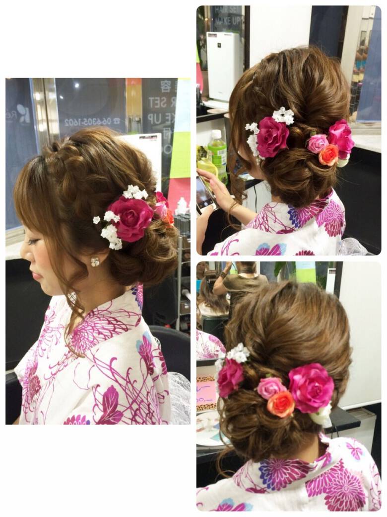 セミロング ガーリー 和装 ヘアアレンジ Recolter 三代澤葉子 Recolter Hair