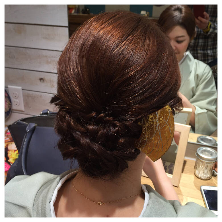 アップスタイル 編み込み ねじり 着物 Mitu 阪田充章 Hair