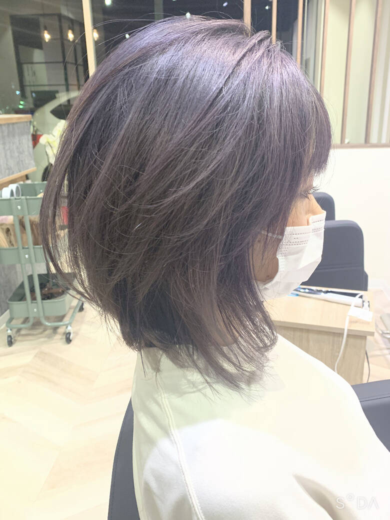 ラベンダーグレージュ フェミニン グレーアッシュ ミディアム Feary Hair Design Hiro Hair