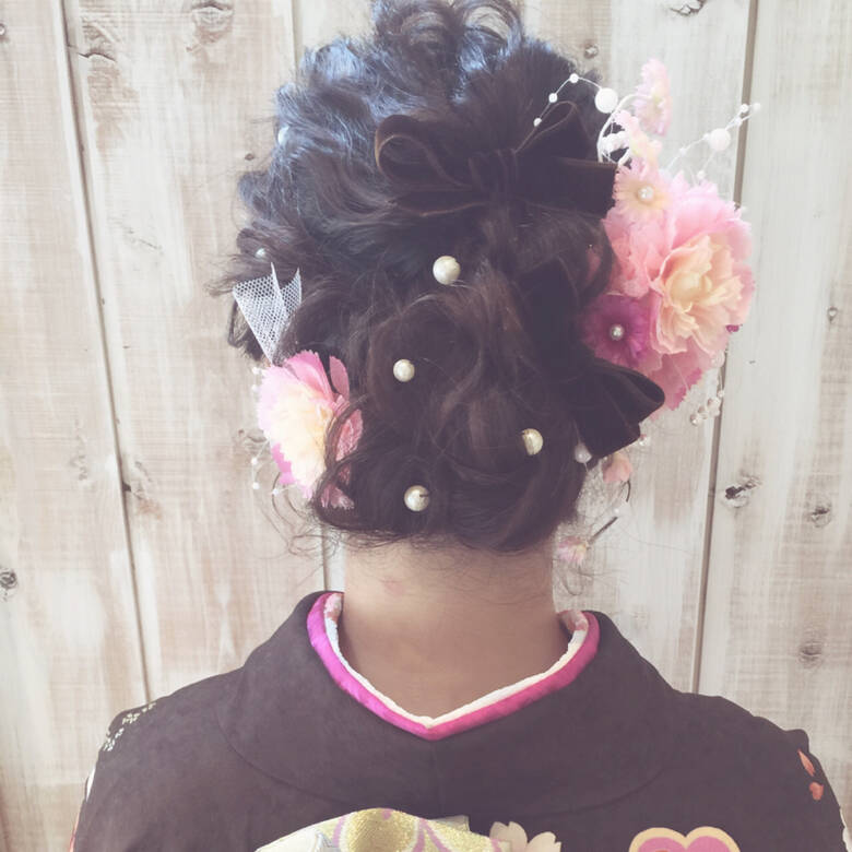 成人式 振袖 ヘアアレンジ セミロング Mink Hair Relax 堀川 千枝 Hair